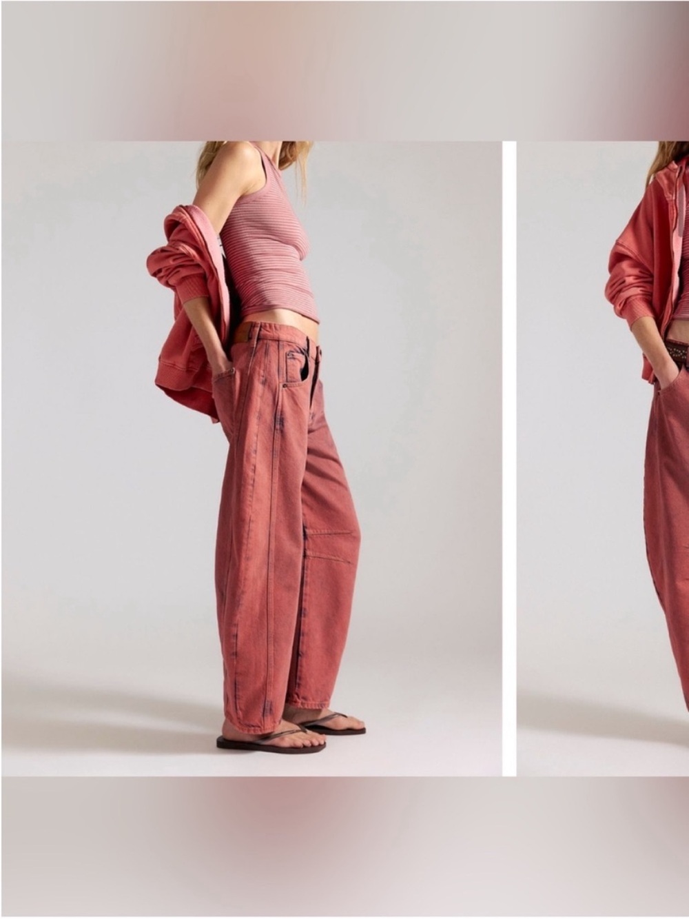 NWT Free People We The Free Good Luck Mid-Rise Barrel Jeans - raspberry - 24 - Picture 5 of 12